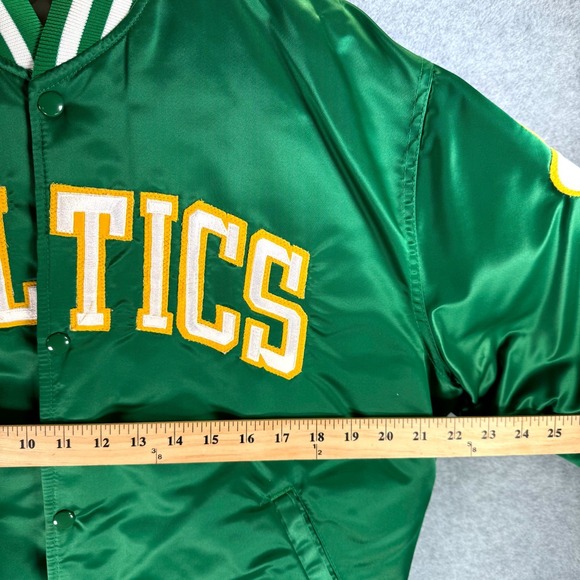 Vintage 80s Starter Bomber Jacket Mens Large Green Satin Boston Celtics NBA - Picture 6 of 11